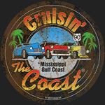 Cruisin' The Coast Round Distressed Metal Sign